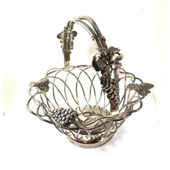 Godinger Silver Plated Wire Wine Basket With Grape & Leaf Design - Picture 1 of 7